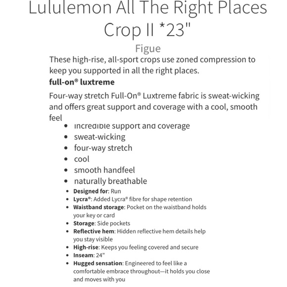 LULULEMON All The Right Places Crop II Figue Mauve Size 8 - Picture 16 of 16